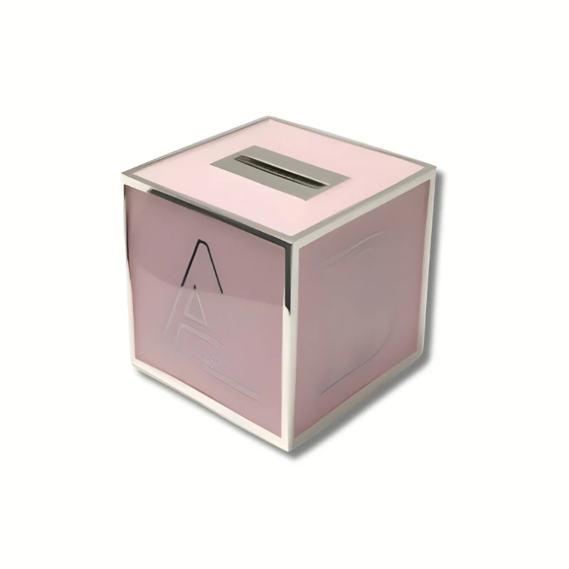 Pink & Silver ABC Cube Money Bank