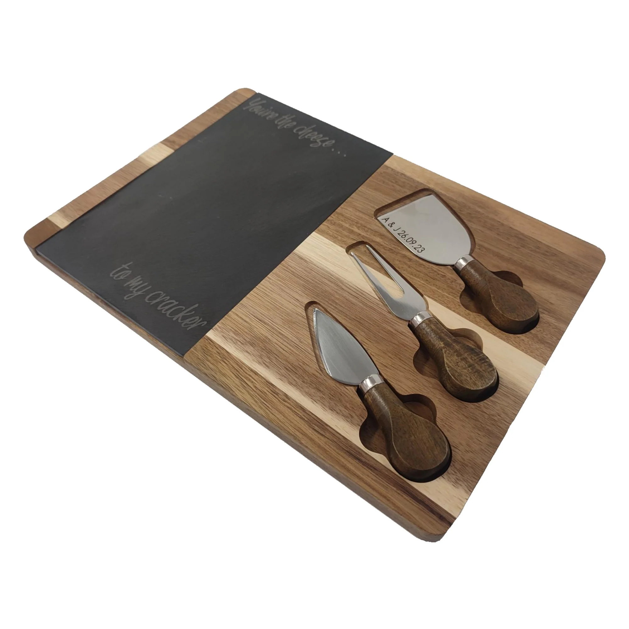 Personalised Bamboo Cheese Board Gift Set - Image 3