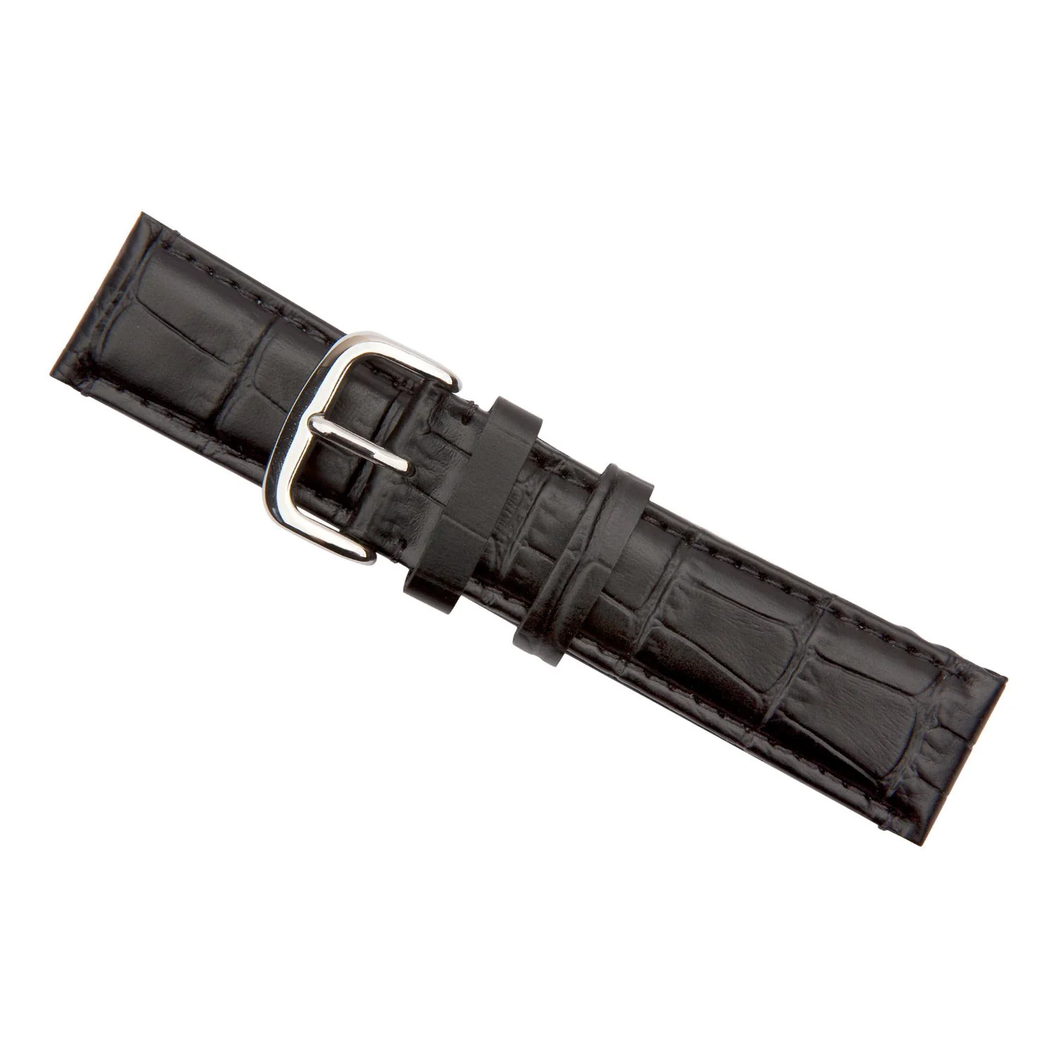 Black Luxury Crocodile Grain Leather Watch Band - Image 10