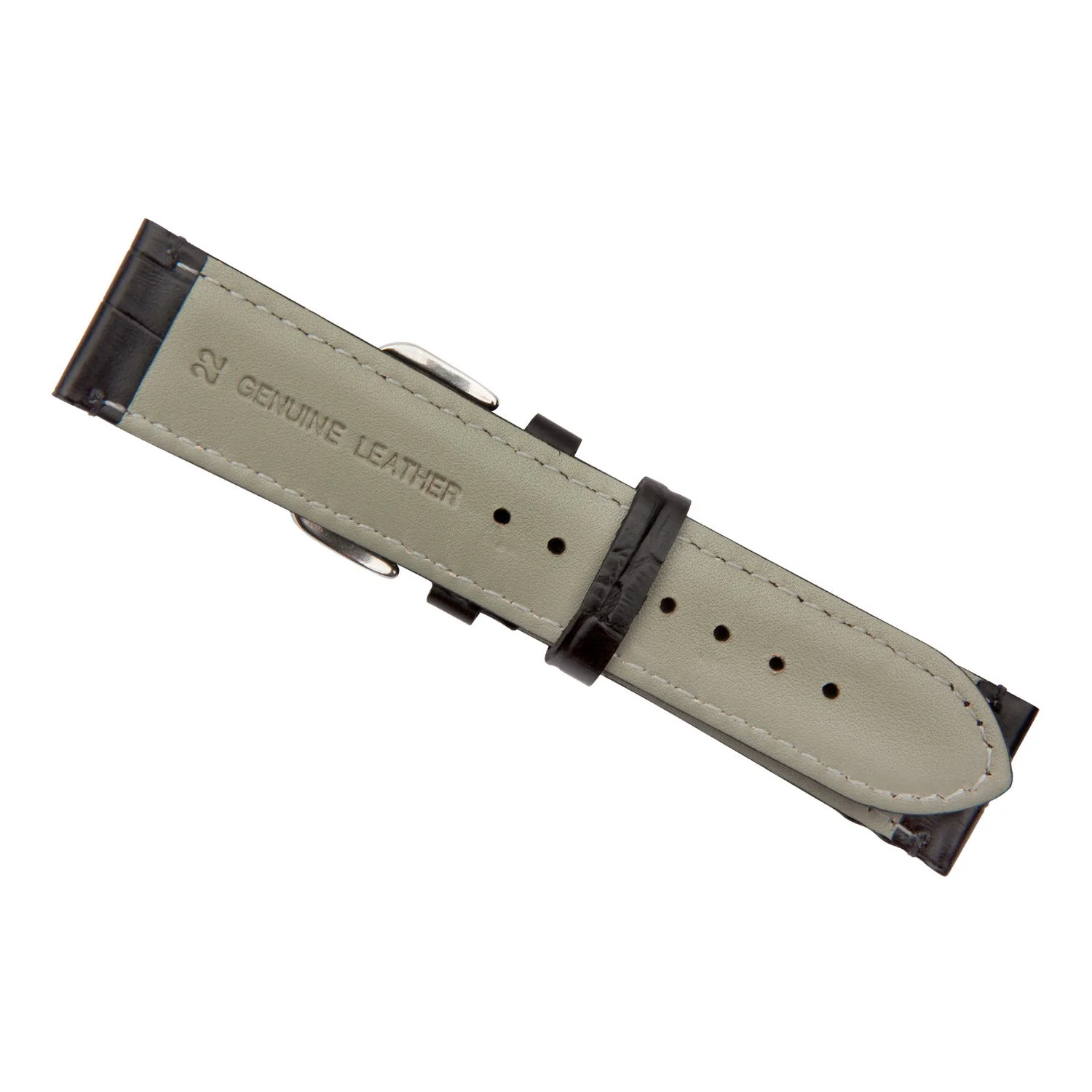 Black Luxury Crocodile Grain Leather Watch Band - Image 3