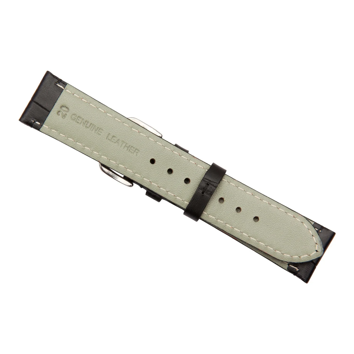 Black Luxury Crocodile Grain Leather Watch Band - Image 4