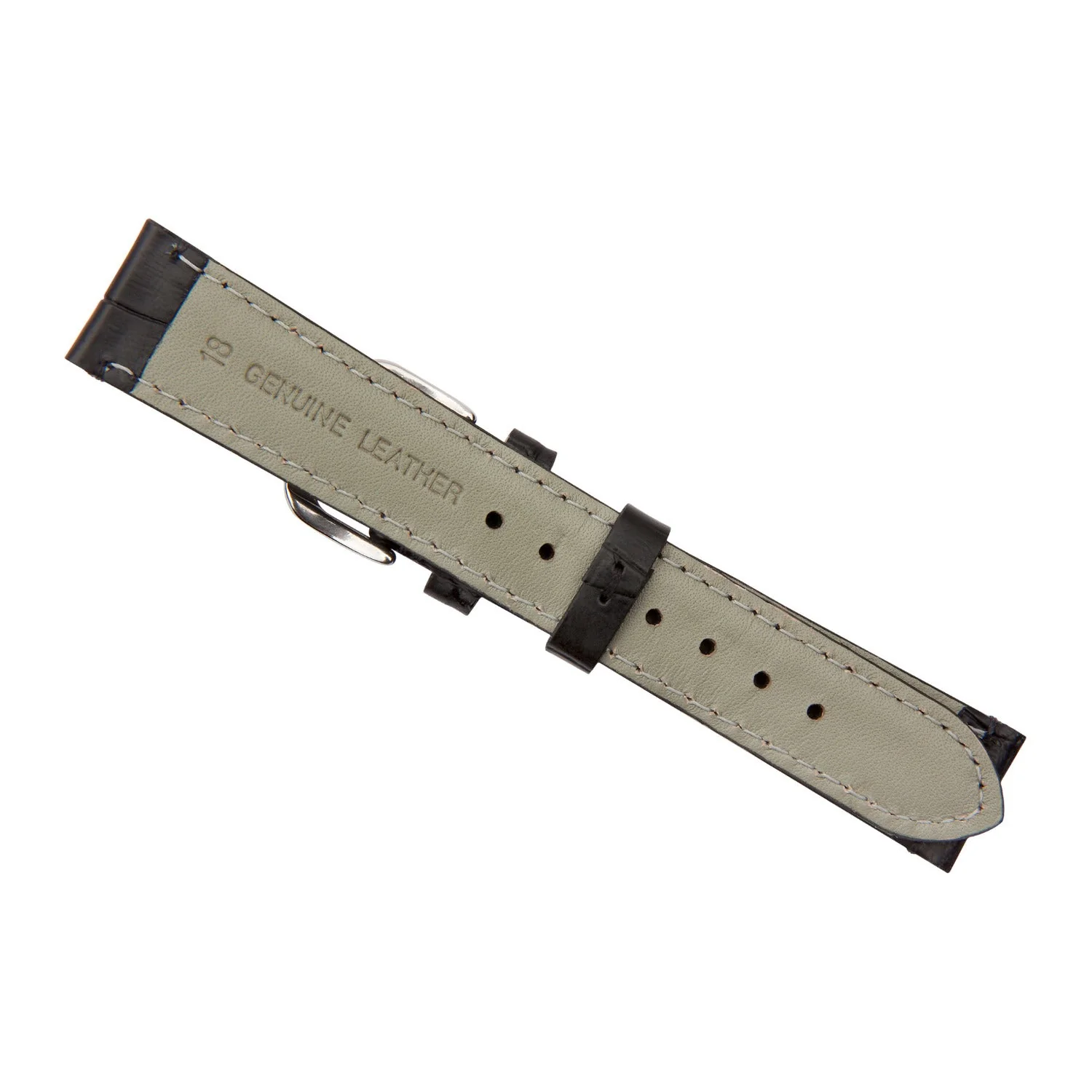 Black Luxury Crocodile Grain Leather Watch Band - Image 5