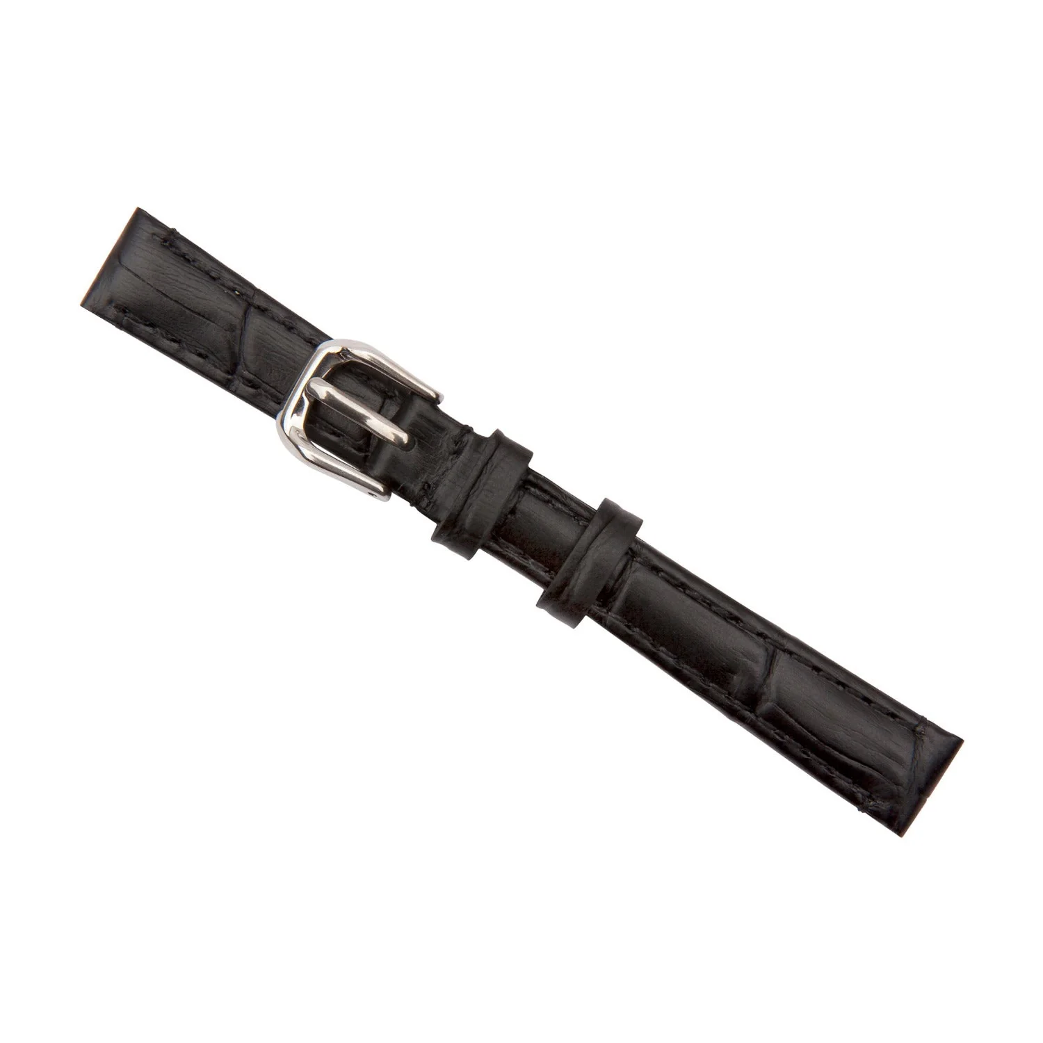 Black Luxury Crocodile Grain Leather Watch Band - Image 7