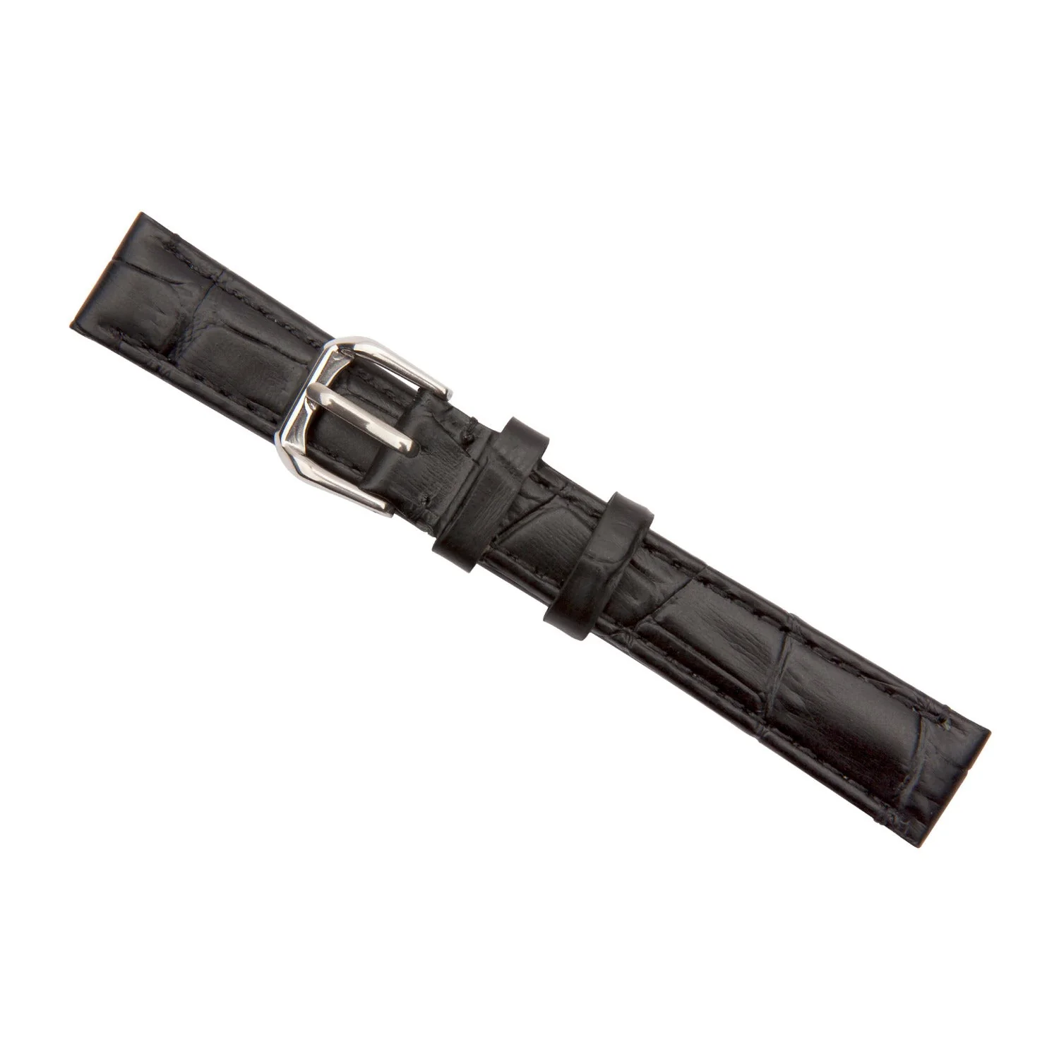 Black Luxury Crocodile Grain Leather Watch Band - Image 8