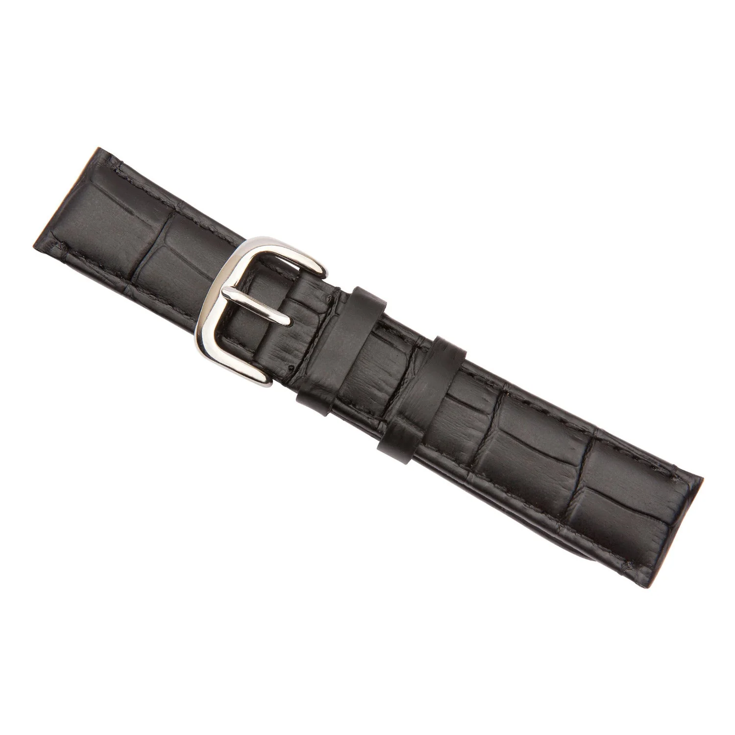 Black Luxury Crocodile Grain Leather Watch Band - Image 9