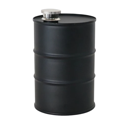 Matte Black Oil Drum Hip Flask
