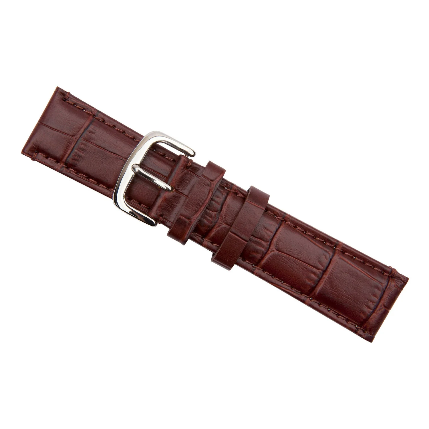 Brown Luxury Crocodile Grain Leather Watch Band - Image 8