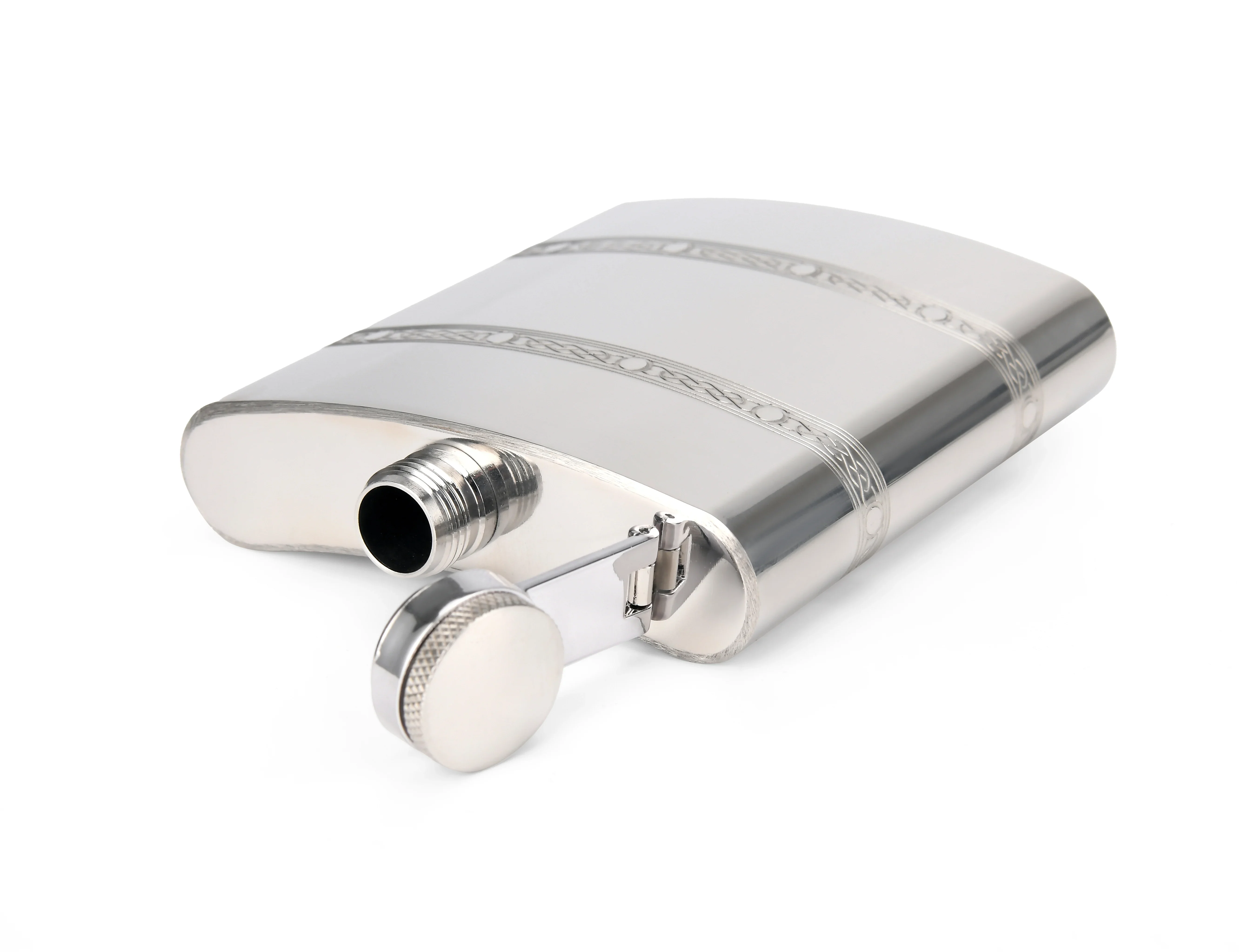 Celtic Double Banded Stainless Steel Hip Flask - Image 2