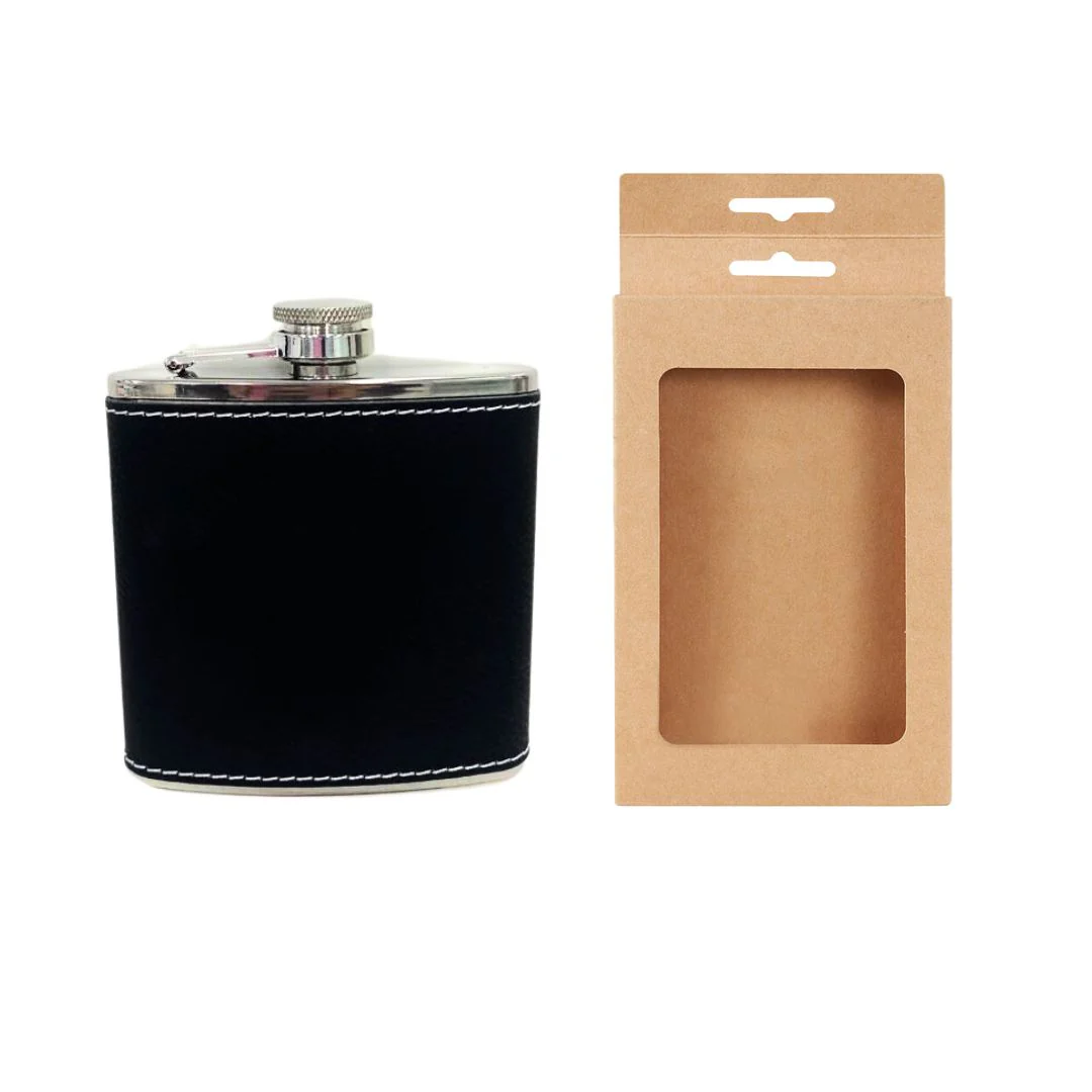 Faux Leather Hip Flask 6oz - Image 4