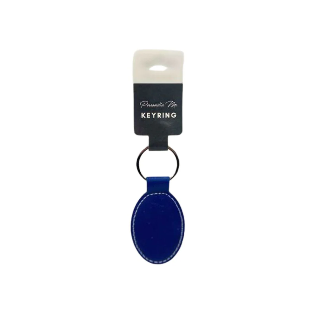 Personalised Faux Leather Oval Keyring