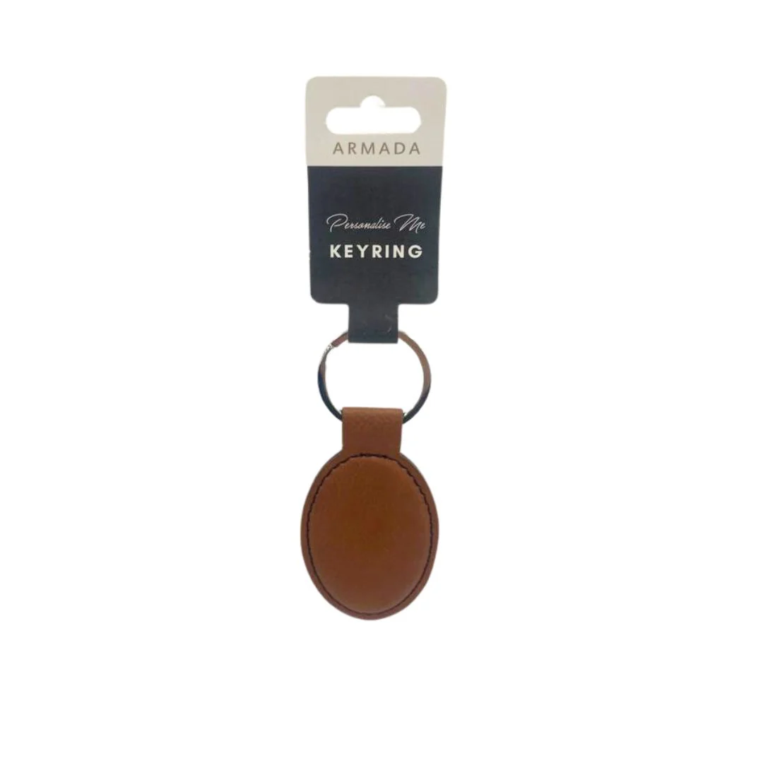 Personalised Faux Leather Oval Keyring - Image 2