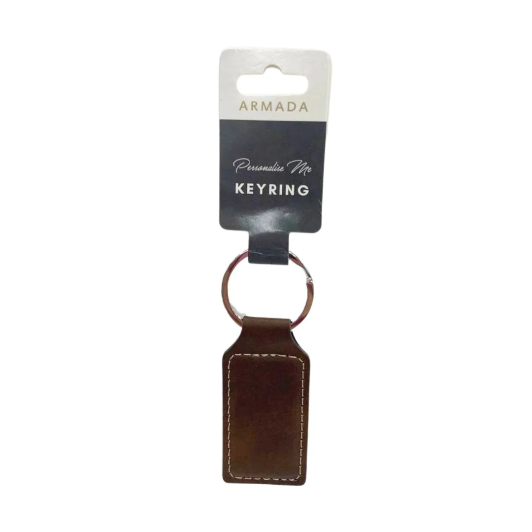 Personalised Faux Leather Rectangle Keyring