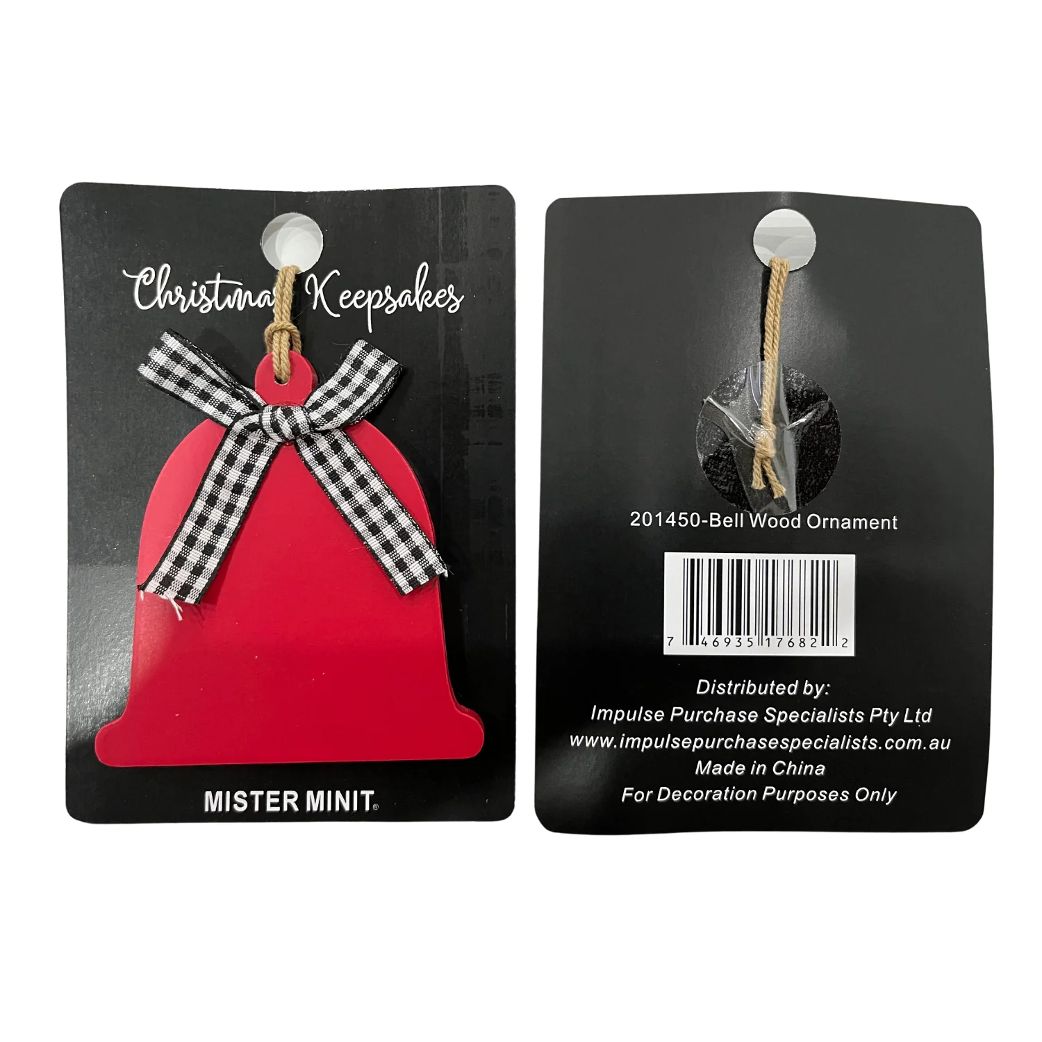 Red Bell Wooden Christmas Keepsake - Image 2