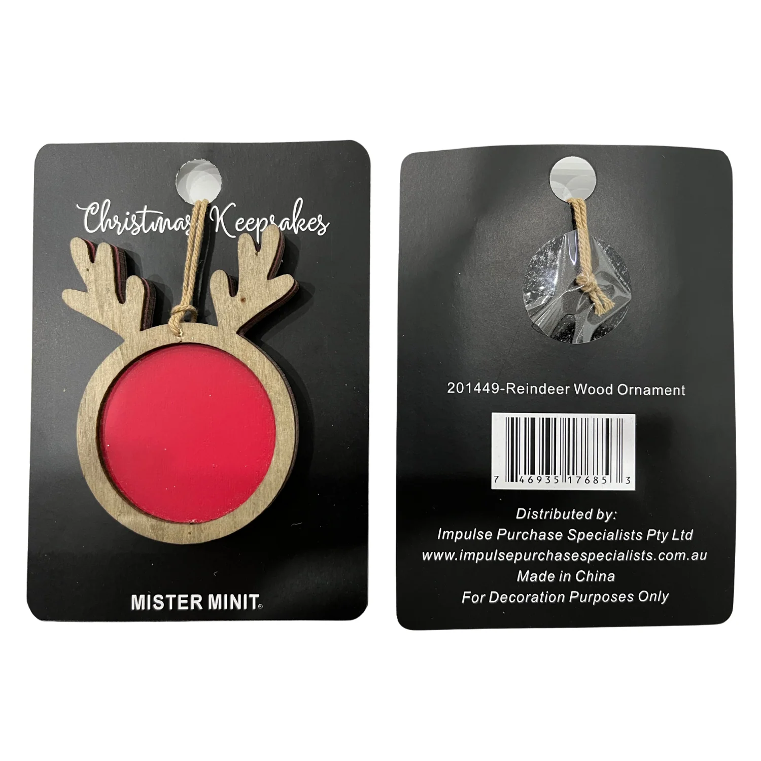Reindeer Bauble Wooden Christmas Keepsake - Image 2