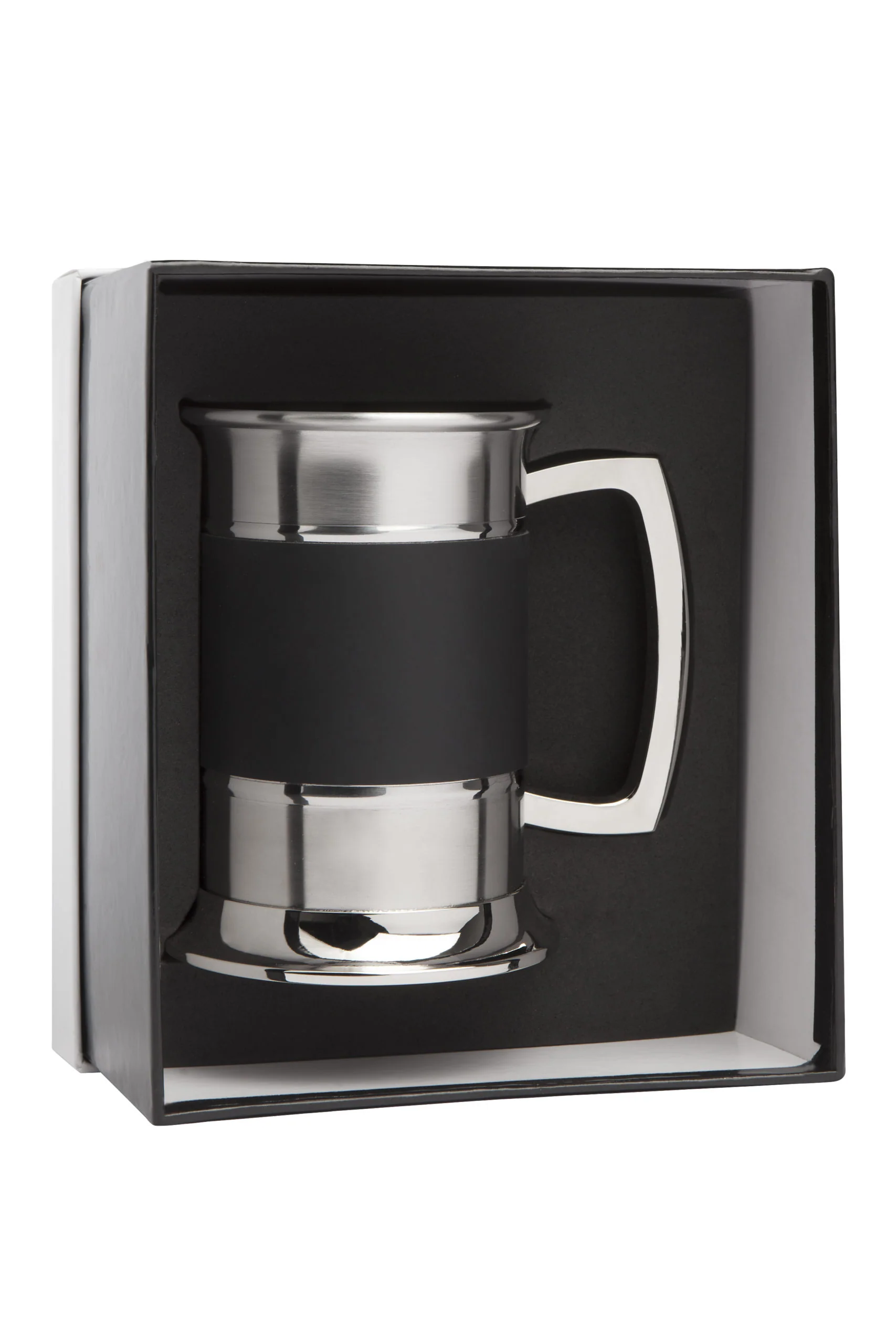 Stainless Steel Tankard Black Leather - Stylish Engraved Gift - Image 2