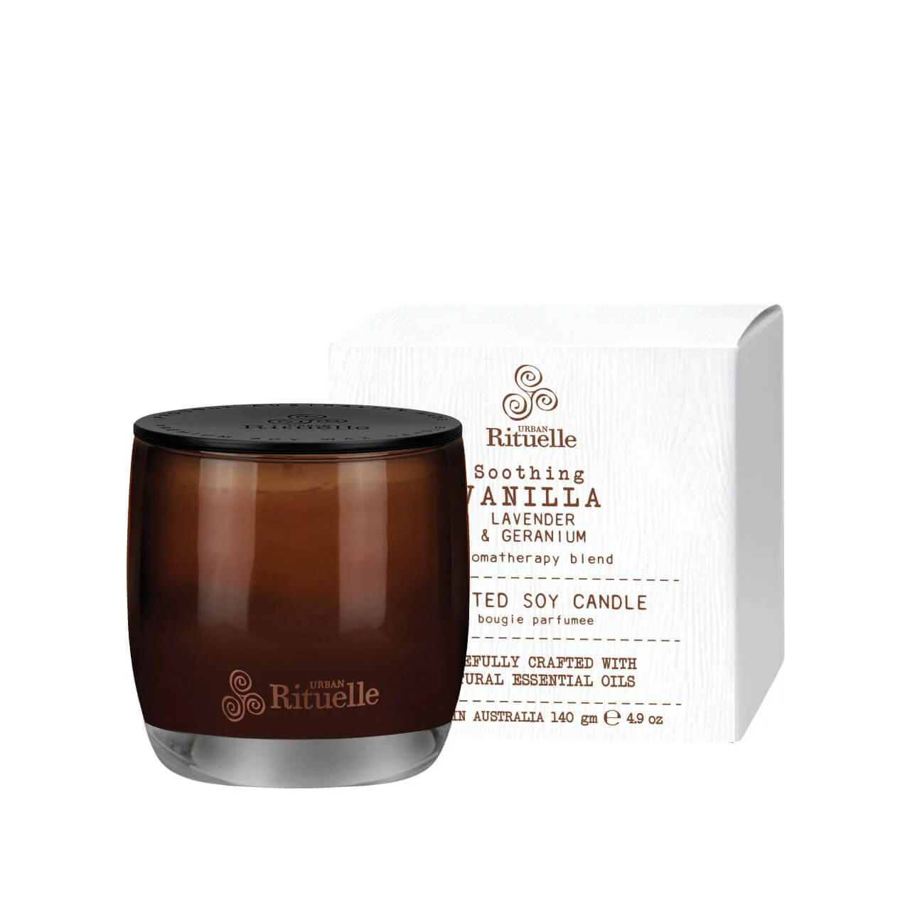 Urban Rituelle Vanilla Lavender & Geranium Scented Soy Candle - 140gm