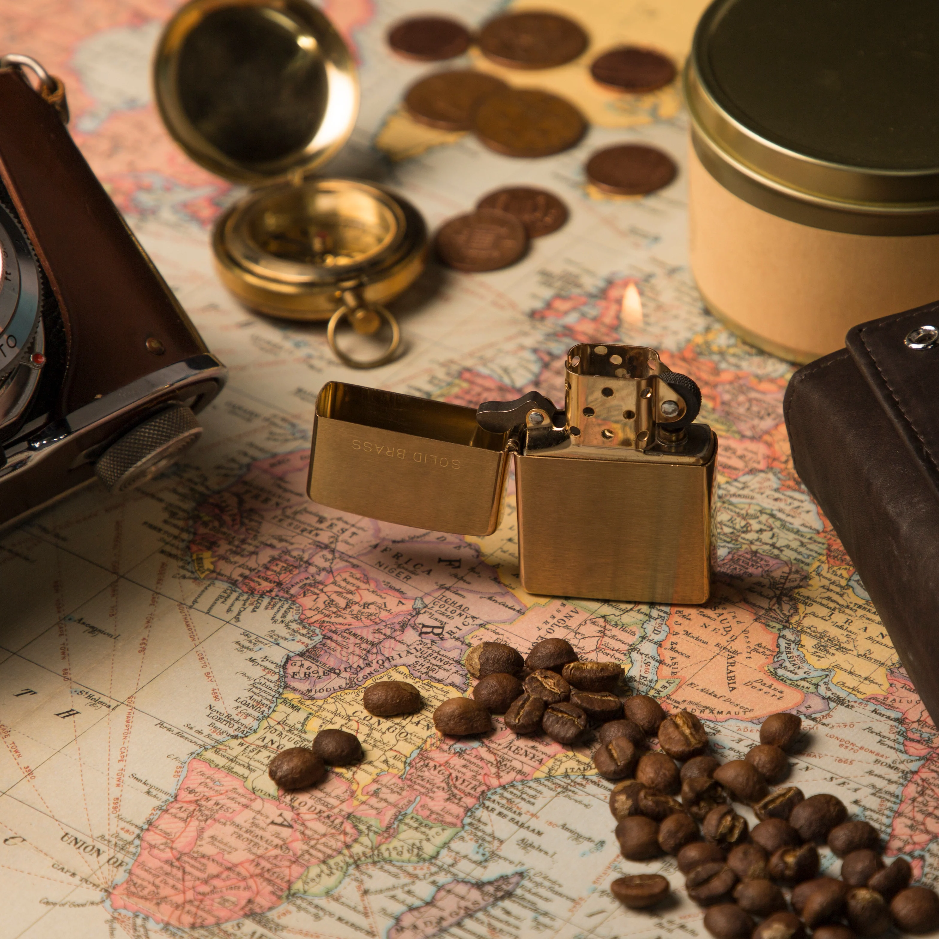 Zippo Brushed Brass Lighter - Image 2